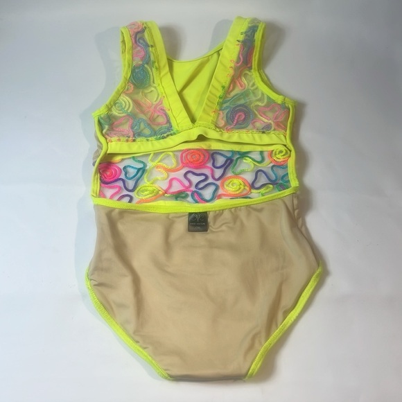 Kandi Kouture XL leotard neon yellow cotton candy dance wear costume 10 12 girls - Picture 10 of 16